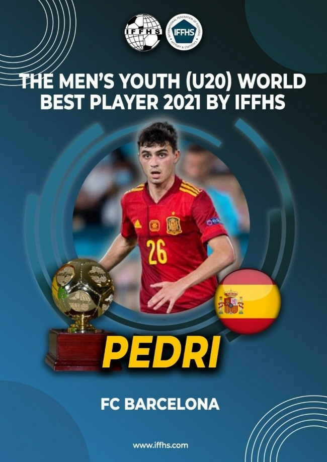 官方：佩德里獲得IFFHS2021年最佳年輕球員獎
