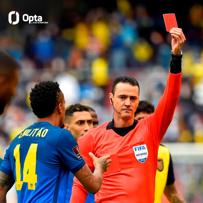 巴西對厄瓜上半場就罰下2人南美世預賽7年來首次