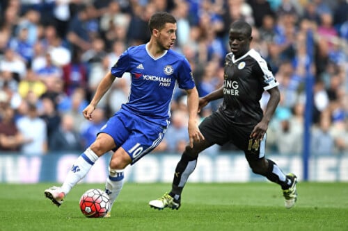 during the Barclays Premier League match between Chelsea and Leicester City at Stamford Bridge on Ma